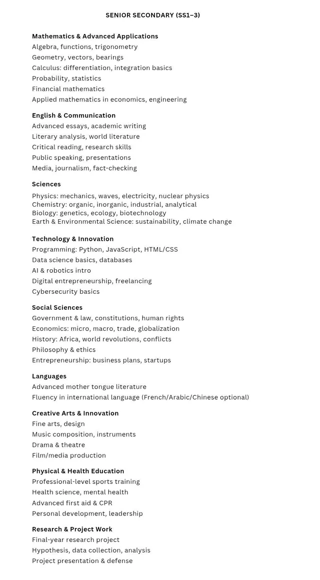 New Secondary School Curriculum